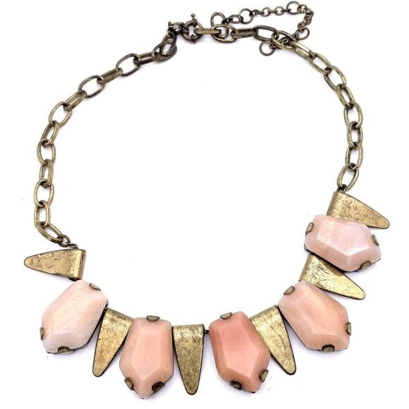 J.crew Necklace Gold Tone Triangles Statement Spring Ring Closure Adjustable - Picture 1 of 3